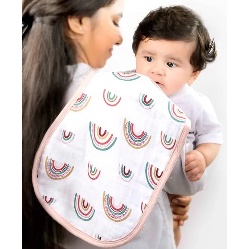 Theoni Cotton Muslin 3Layer burpy bib-Hawaiian Rainbow