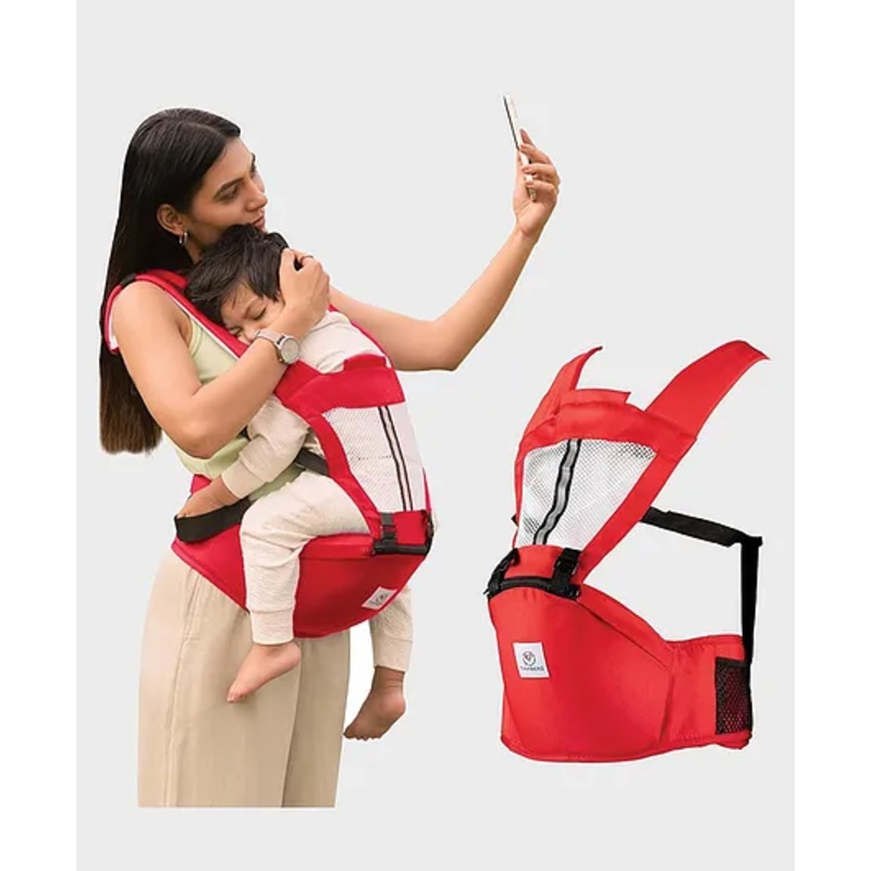 Tinyberg TinySnug Baby Carrier for 3-36 Months, 4-in-1 Ergonomic Hip Seat, Adjustable Straps, Soft Thigh Padding, Cozy Baby Carry Bag, Up to 15 kg – Ruby Red