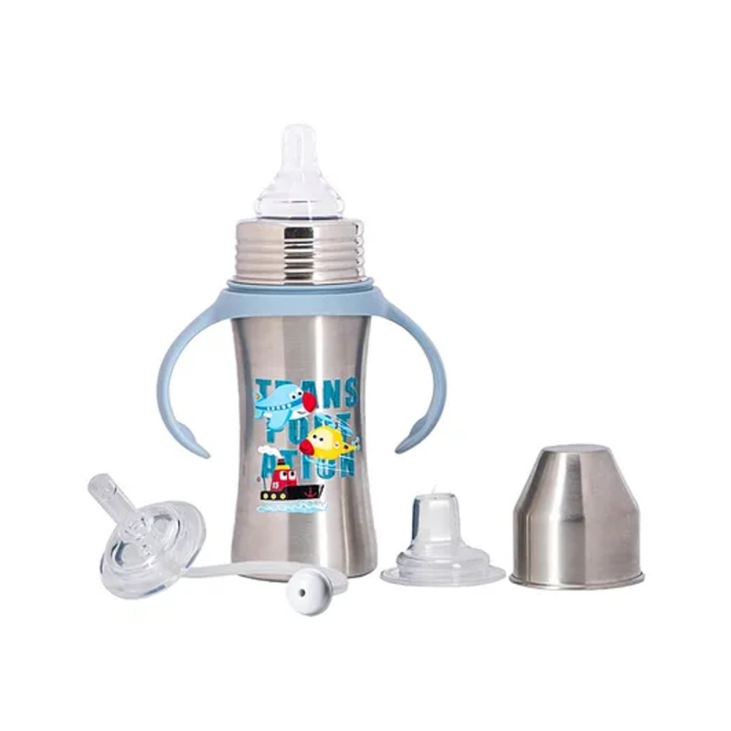 Adore Trion 3 in 1 Stainless Steel Sipper with Twin Handle 250ml- Matte Blue Transport