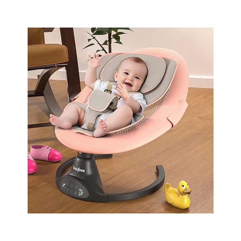 Baybee Automatic Electric Swing Cradle for Baby with 5 Adjustable Swing, 3 Recline, Music, Mosquito Net & Belt | Baby Swing Rocker with Bluetooth, Remote & Soft Toys | Swing for Baby – Pink