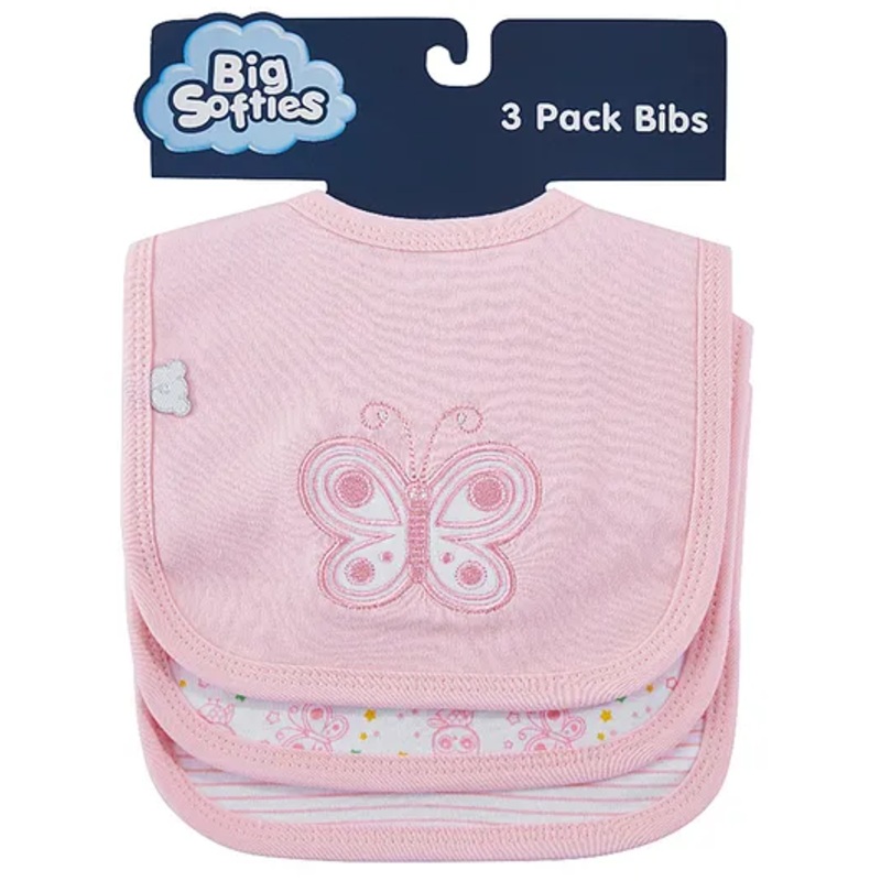 Big Softies Applique Embroidery and Printed Baby Bibs with Soft Velcro Fastener-Butterfly-Cotton Ultra Soft & Super Absorbent For Drooling,