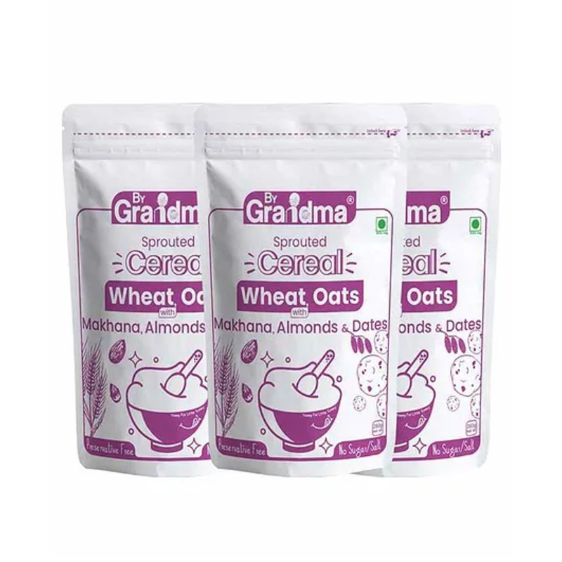 ByGrandma Sprouted Wheat Oats Cereal for Babies 6M-3Y, Natural Ingredients, No Preservatives – 840g Total