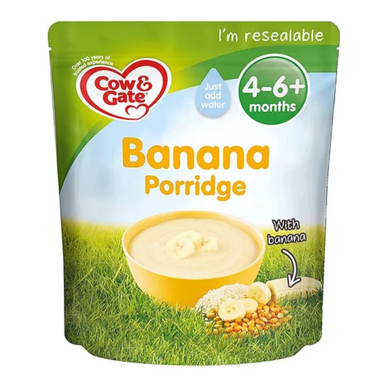 Cow & Gate Banana Baby Porridge 125g – Essential Vitamins & Minerals, Gluten-Free 4-6M+
