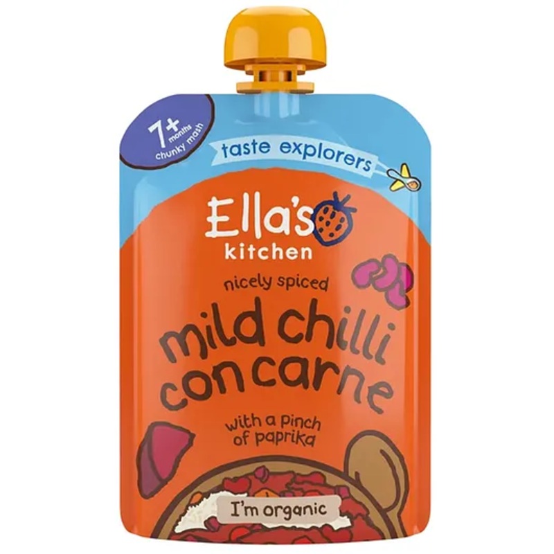 Ella’s Kitchen Organic Baby Food Pouch, Mild Chilli Con Carne with paprika (7m+) – 130g