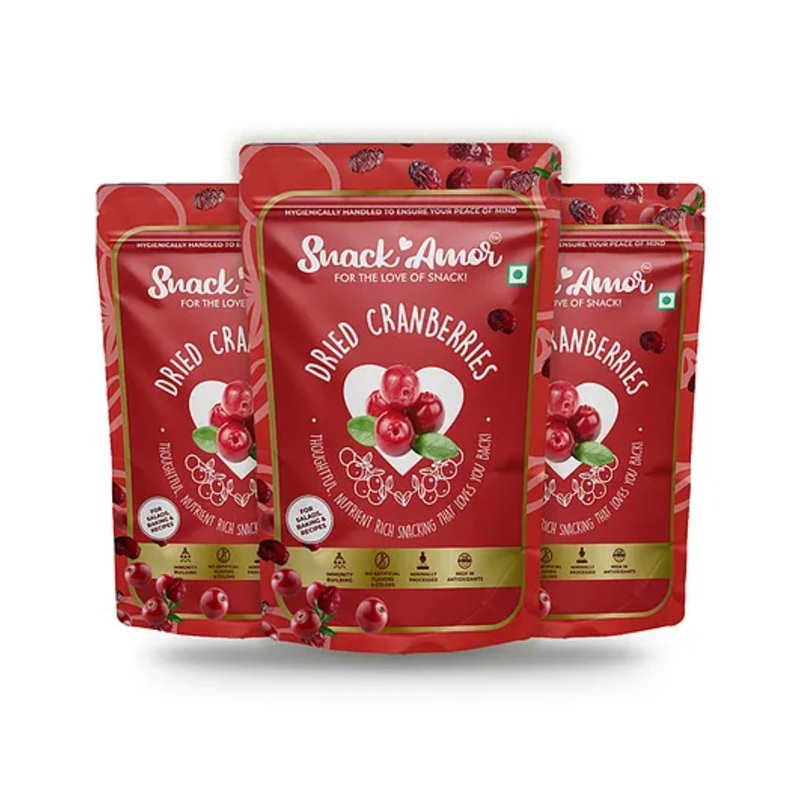 SnackAmor Premium International Dried Cranberry Sliced – 175 gm Pack Of 3