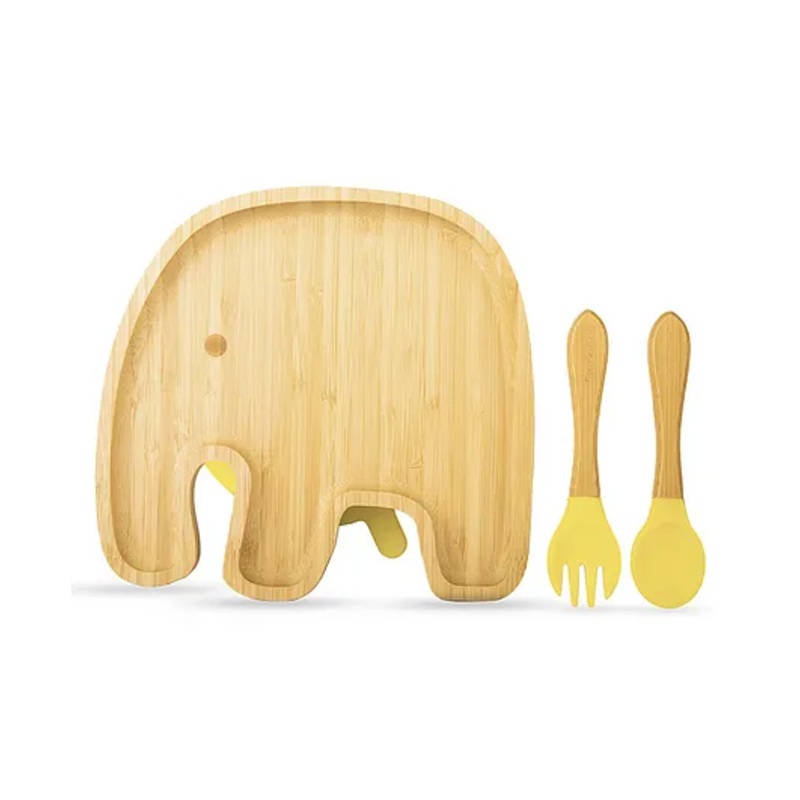 Starkiddo Jumbo Bamboo Suction Plate and Learning Weaning Set – Yellow