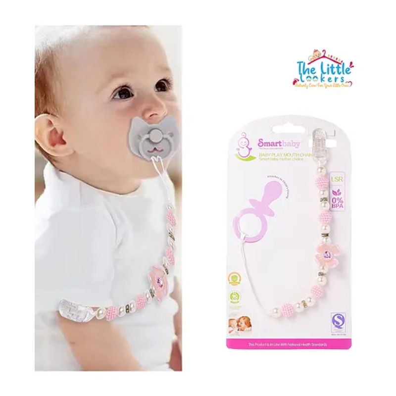 The Little Lookers Silicone Pacifier Clip for Baby Boys and Girls, Fits Most Pacifiers and Teething Toys – Baby Pink.