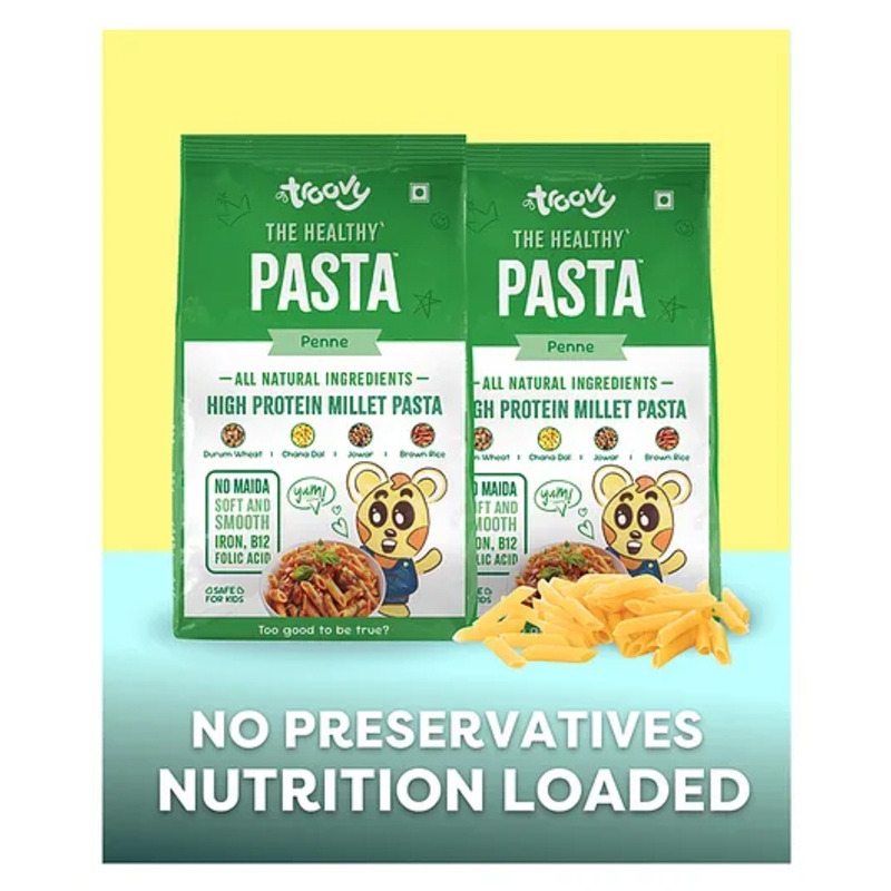 Troovy High Protein Millet Penne Pasta| Protein & Iron rich | No Maida | All natural ingredients | Slow dried | High Fiber | No Preservatives | No Junk  (Pack of 2)