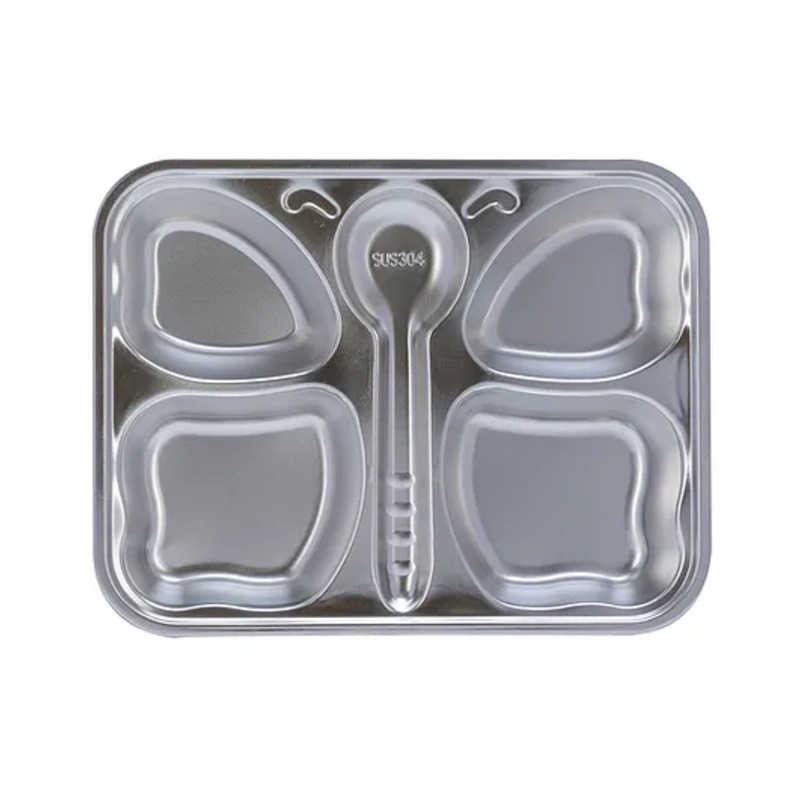 Adore Eatza Butterfly Stainless Steel Feeding Plate with Portions
