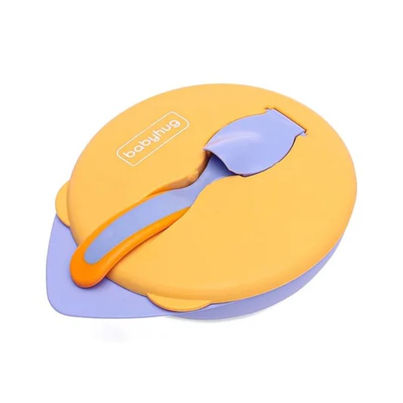 Babyhug Suction Bowl with Spoon – Purple Orange