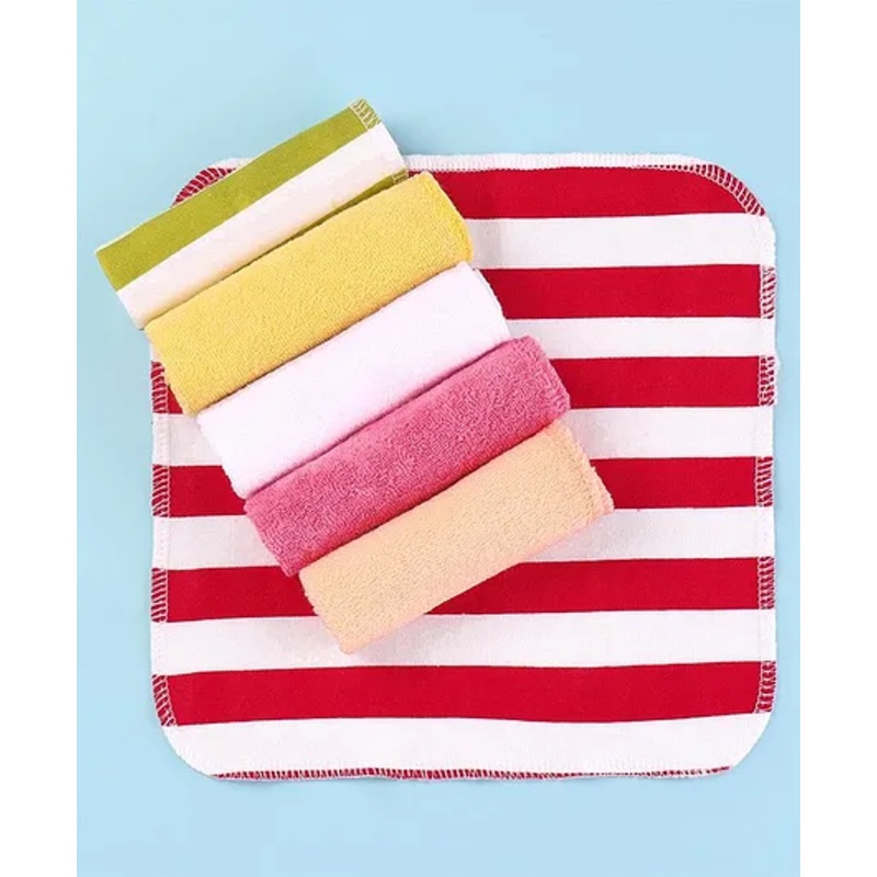 Babyhug Terry Knit Stripped Wash Cloth Pack of 6 L 20 x B 20 cm- Multicolor
