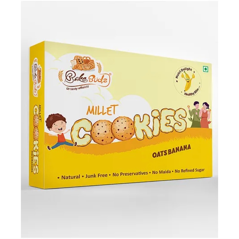 Bake Buds Millet Cookies Oats Banana  Natural, Tasty and Nutritious Anytime Millet Snacks for Kids-160 g(24 pcs)