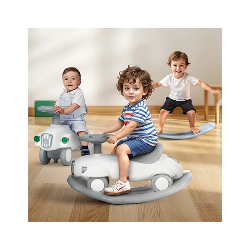 Baybee 3 in 1 Baby Rocker & Ride on Car for Kids | Push Ride on Toy with Balance Board, Steering & Back Rest | Indoor Rocking Chair for Babies, Outdoor Play Horse Rider for Kids  (Triple Joy)