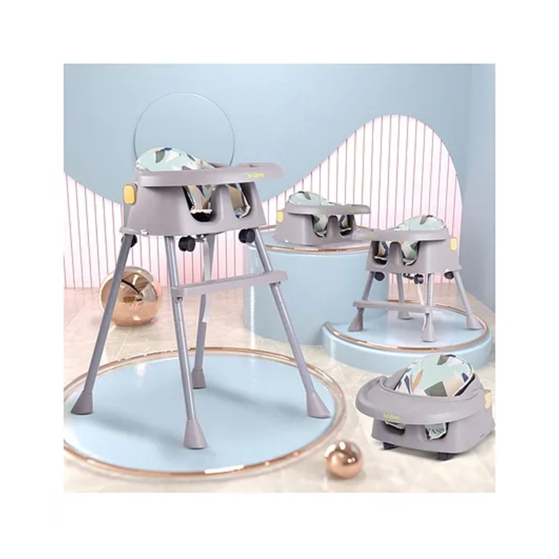 Baybee 4 in 1 Convertible Feeding High Chair for Kids Cum Booster Seat With Adjustable Height Footrest & Five Point Safety Belt – Green