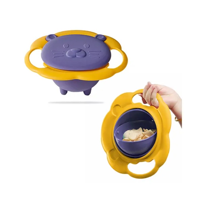 Bembika Baby Feeding Bowl – Exceptional-Quality Kids’ Bowl For Easy Feeding – Compact And Stylish Baby Anti-Scalding And Anti-Fall Food Bowl With Perfect 360 Degree Rotating For Kids (Purple Blue) 450 ml