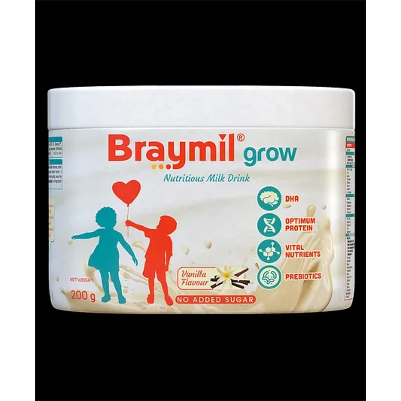 Braymil Grow |Nutritious Vanilla Milk Drink Powder Enriched with DHA, Protein & Essential Nutrients |200 g