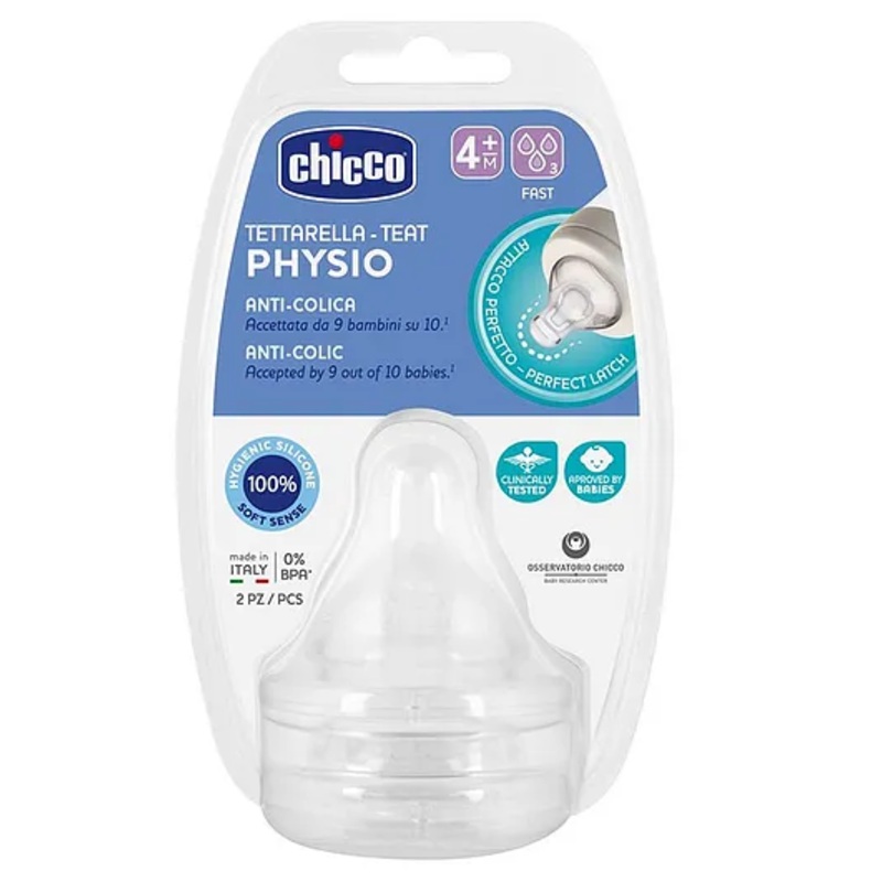 Chicco Physio Anti-Colic Fast Flow Teats Pack of 2 – White
