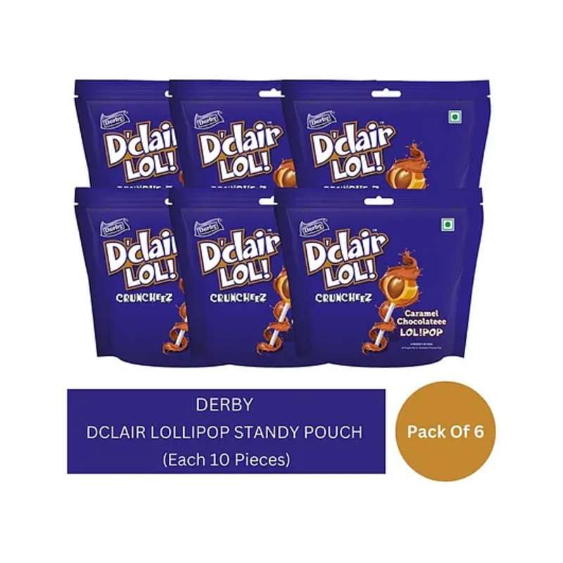 Derby Dclair Caramel Lollipop Pack Of 6  10 Pieces Each