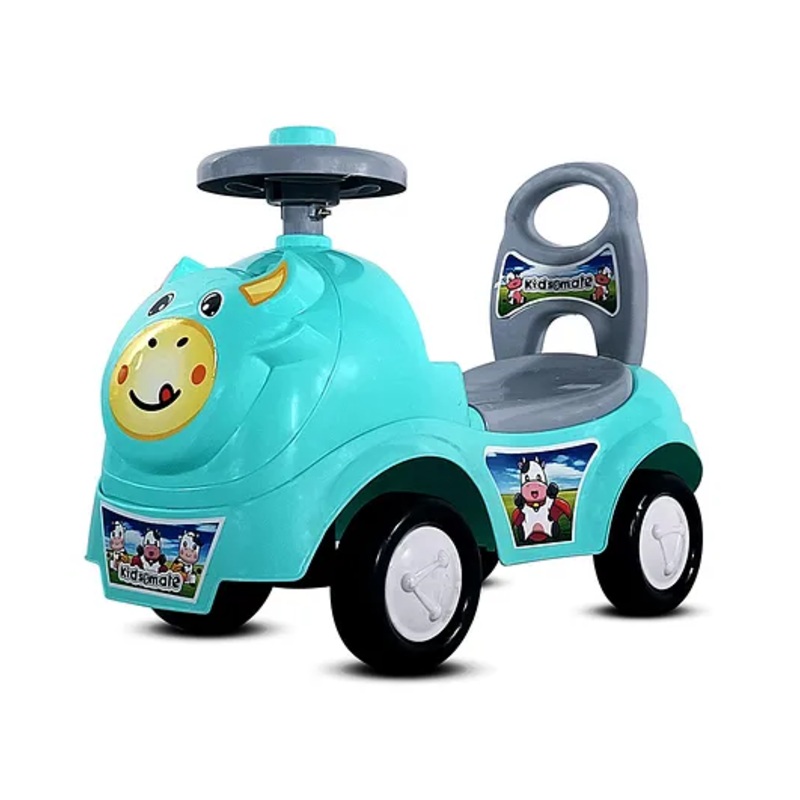 Kidsmate Bunny Ride On Car with Music & Horn – Safe and Fun Push Car for Babies, Backrest, Storage, and Big Wheels , Perfect Toddler Ride-On Toy (Sea Green)