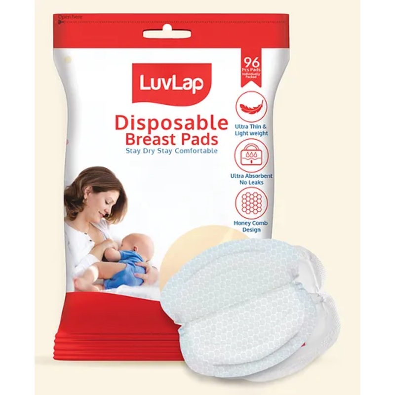 LuvLap Ultra Thin Honeycomb Nursing Breast Pads, 96pcs, Disposable, High Absorbent,Discreet Fit, white