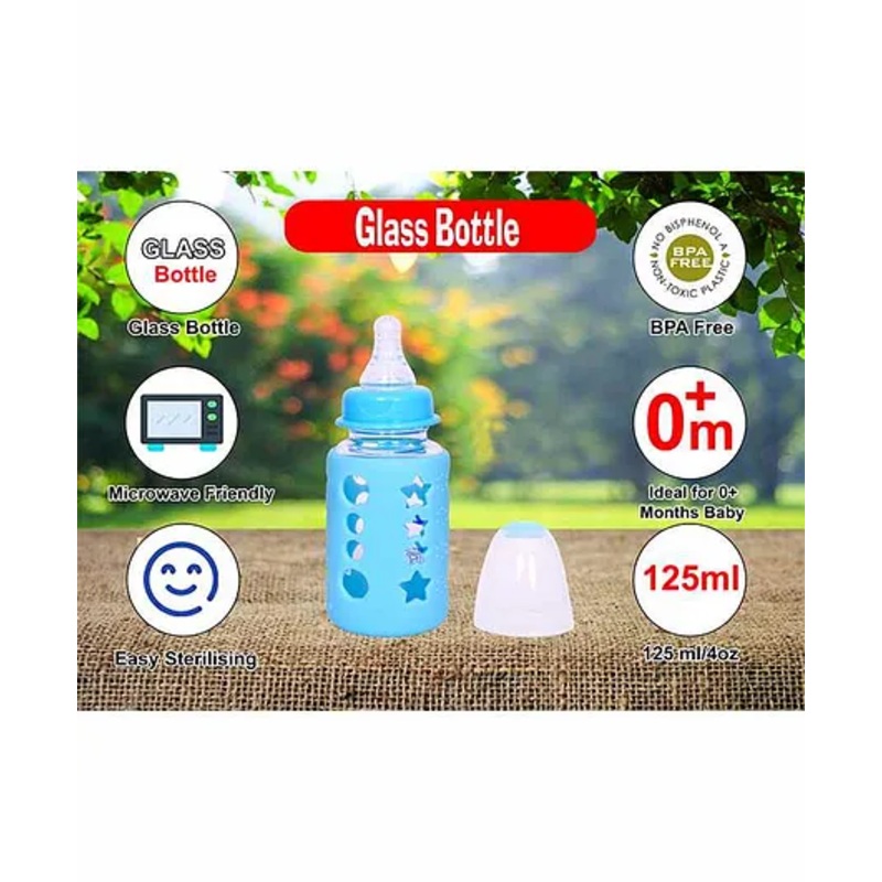 Mastela Glass Feeding Bottle Blue – 125 ml
