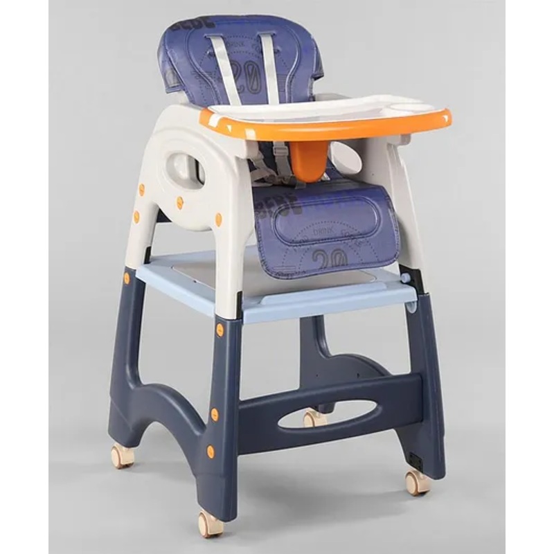 Multifunctional 3 In 1 High Chair & Table For Toddler With Backrest & Plate Adjustment & Wheels – Blue