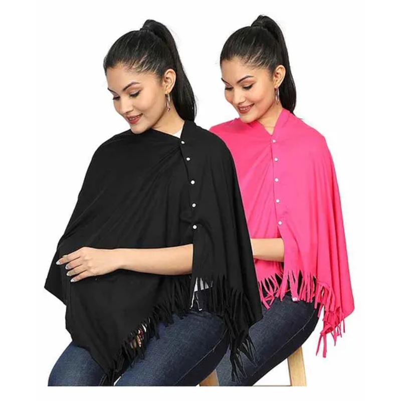 Nene Multi Purpose Nursing Shawl Pack of 2 – Black Dark Pink