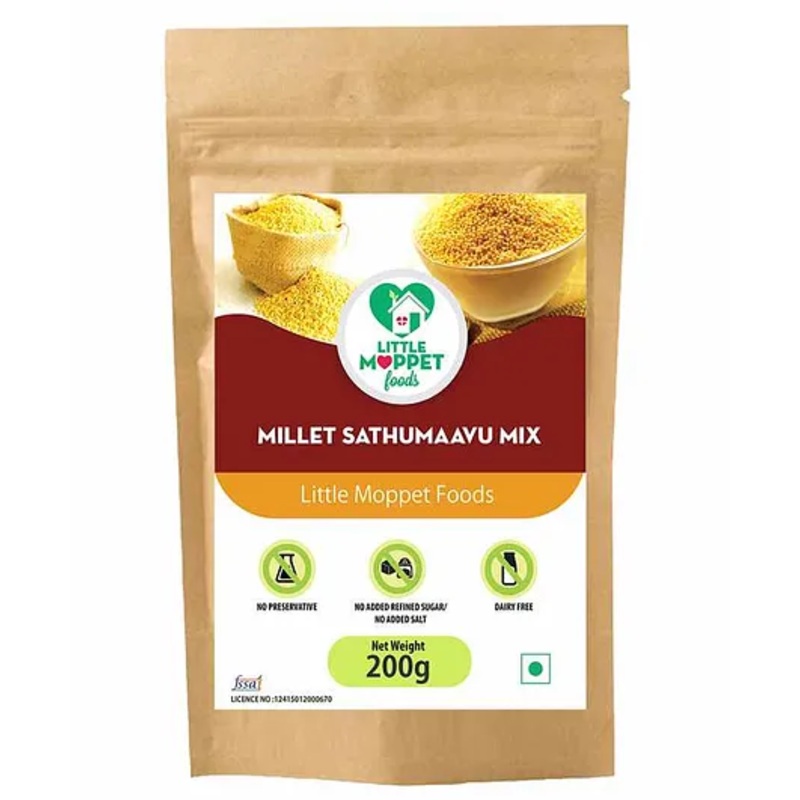 Organic Little Moppet Millet Sathumaavu Mix 200g – Homemade Doctor-Formulated Baby Food, Nutrient-Rich for 12-18M