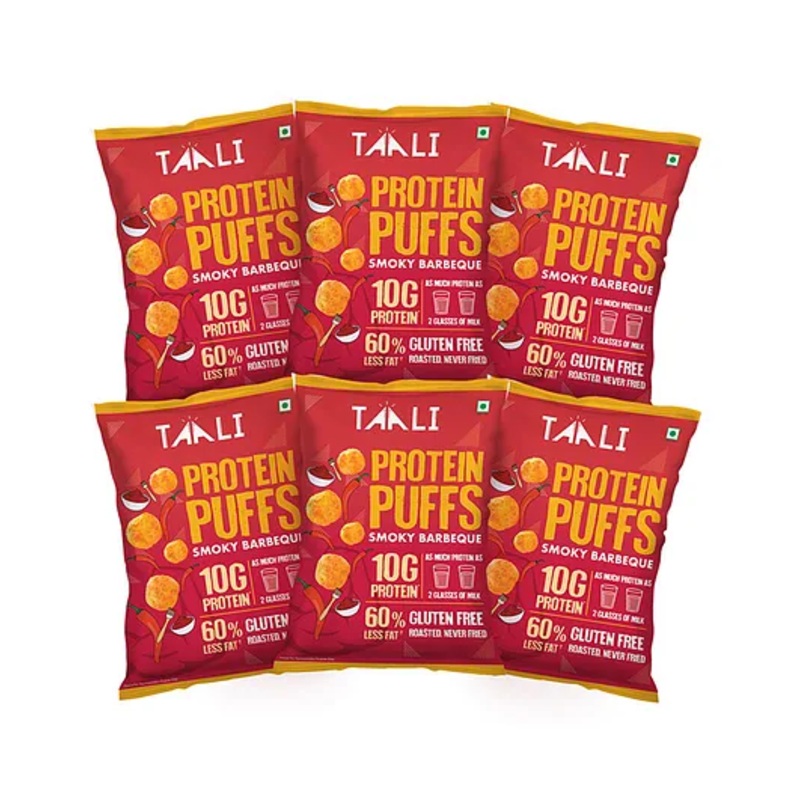 Taali Protein Puffs |Smokey Barbeque |Roasted-Not fried | Munchy Companion for Your Little Munchkins| Cheeseballs 2.0 |60g Pack of 6