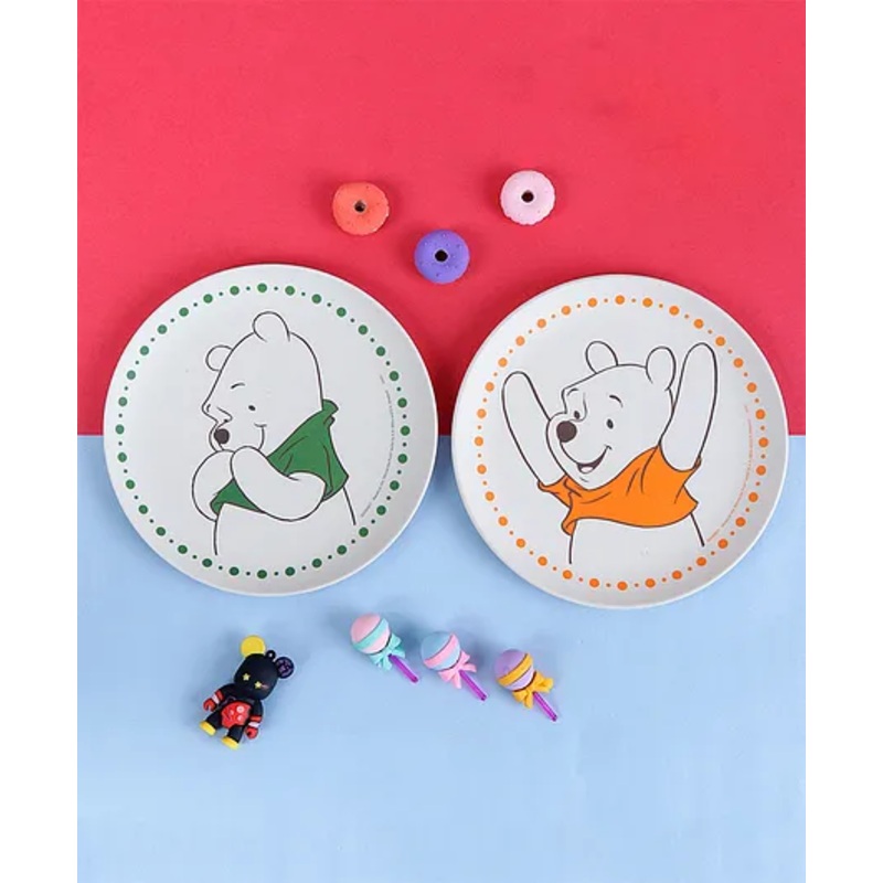 The Bamboo Co Bamboo Kids Plate- Set Of 2- Winni-Multi Color