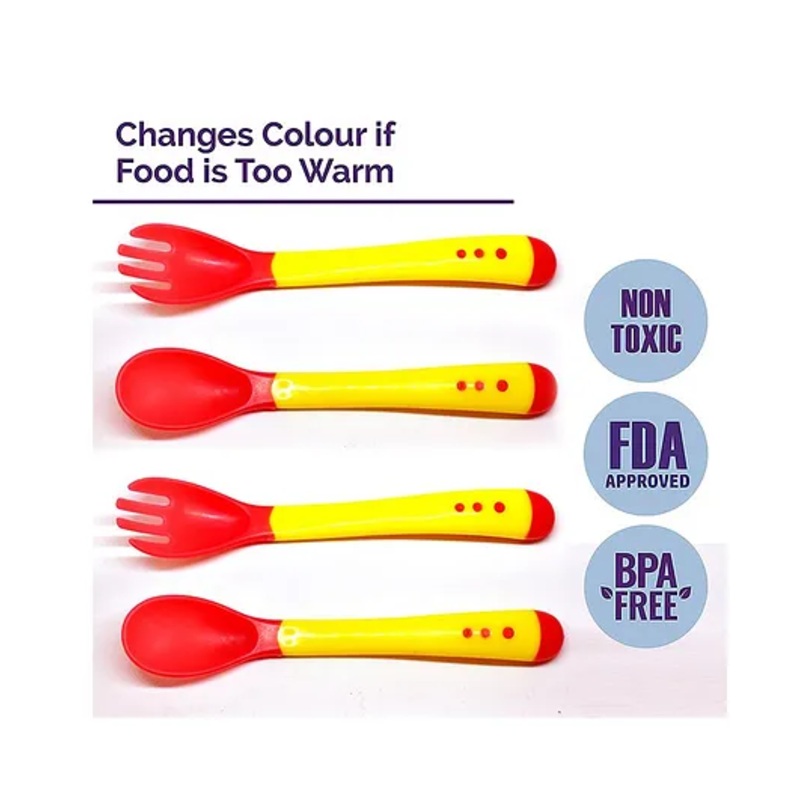 The Little Lookers Temperature Sensing Spoon & Fork Pack of 4 – Yellow