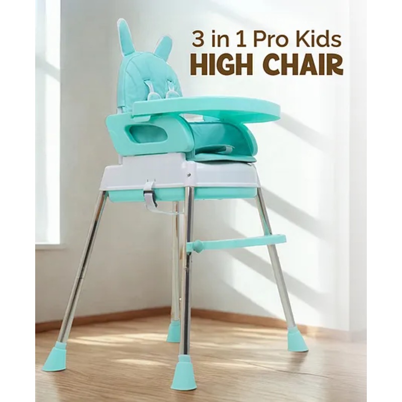 3 Point Safety Harness High Chair with Cushion – Light Blue