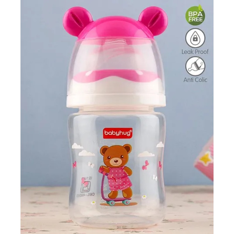 Babyhug Anti Colic Feeding Bottle Bear Shape Pink – 125 ml