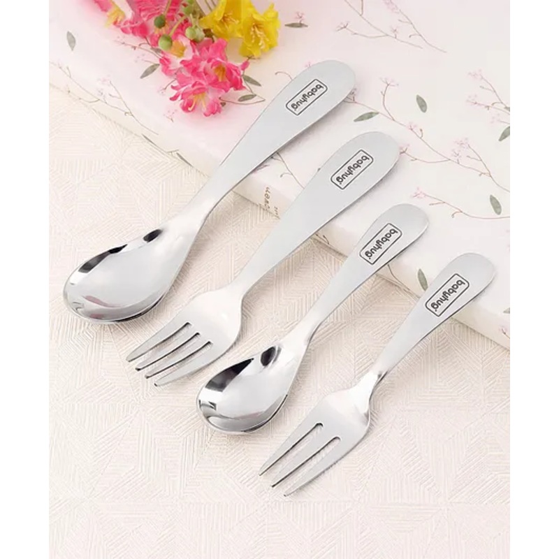 Babyhug Stainless Steel Spoon & Fork Set – Pack of 4