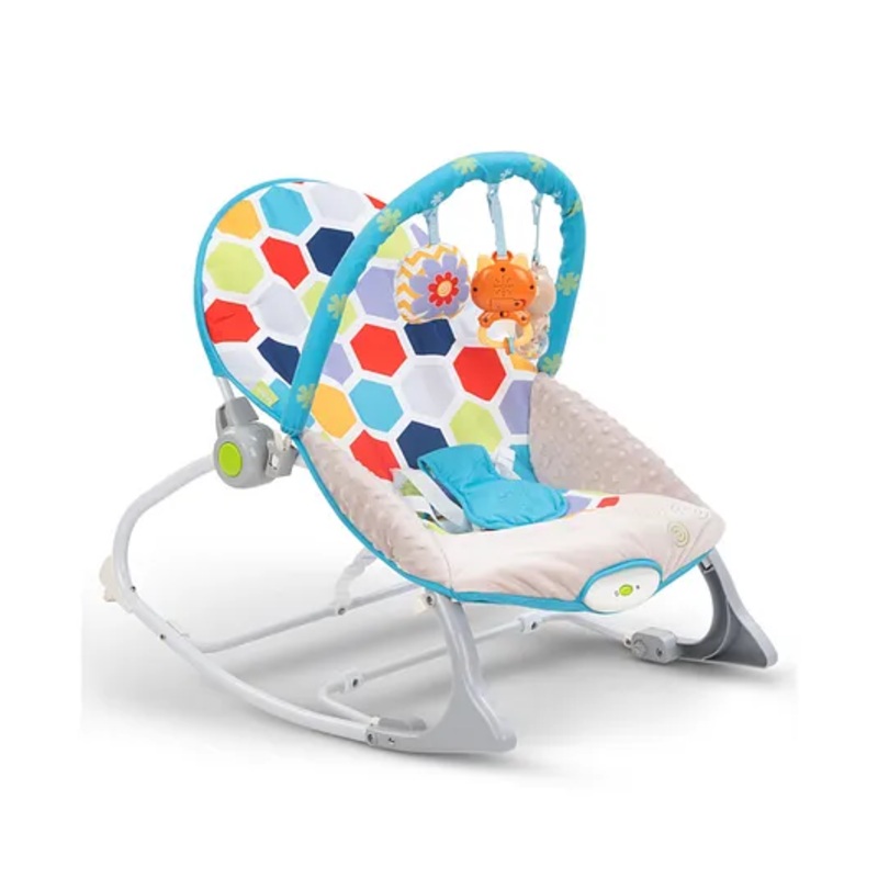 Baybee Bella 2 in 1 Baby Rocker and Bouncer for Newborn with Adjustable Seat, Calming Vibrations, Hanging Toys & Music (Blue)