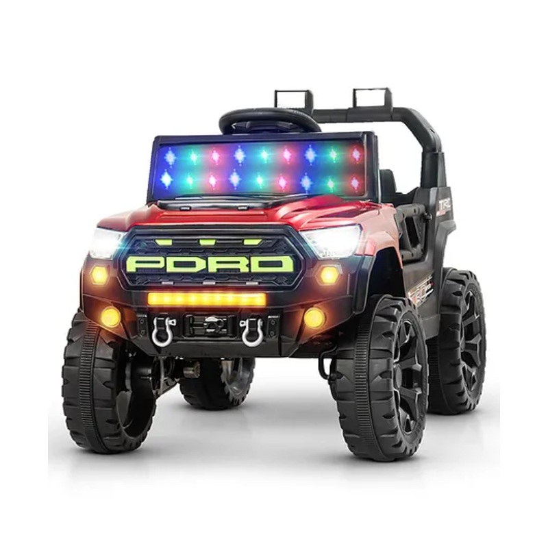 Baybee Maverick Battery Operated Jeep for Kids with RGB Windshield Light, Bluetooth, USB & Music | Baby Big Ride on Battery Car | Electric Jeep Car for Kids (Red)
