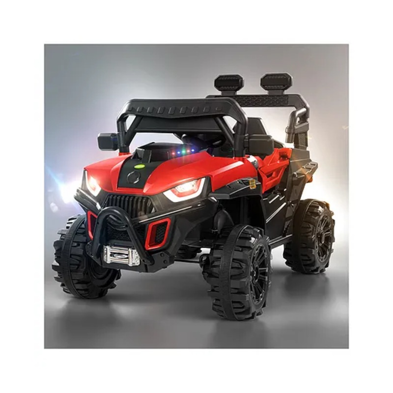 Baybee Roger Electric Rechargeable Battery Operated Jeep Car for Kids with LED Light Remote Control & Music (Painted Red)