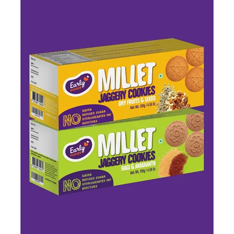 Early Foods Dry Fruit & Ragi Amaranth Jaggery Cookies Pack of 2 130g each