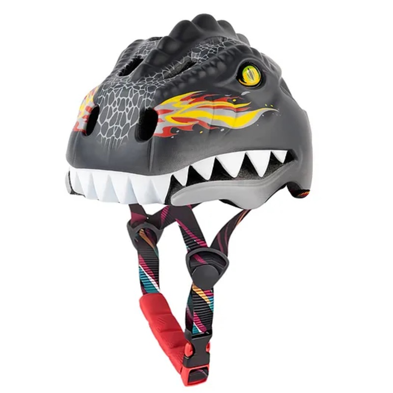 Headzup Firestorm Dinosaur 3D Cycling Skating Helmet | Age 3-12 | Adjustable Size (Black)