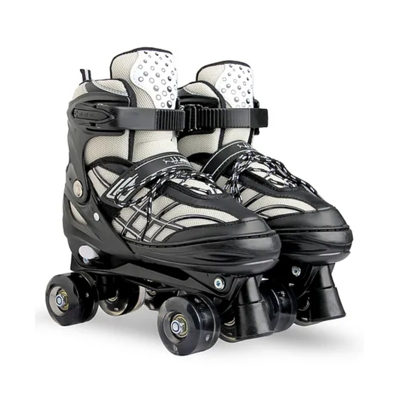 JJ JONEX Unisexyouth Quad 500 Adjustable Roller Derby Wheel Led : Ideal for Beginners to Intermediates, Indoor & Outdoor Fun for All Ages with Bag, Size Medium – Black