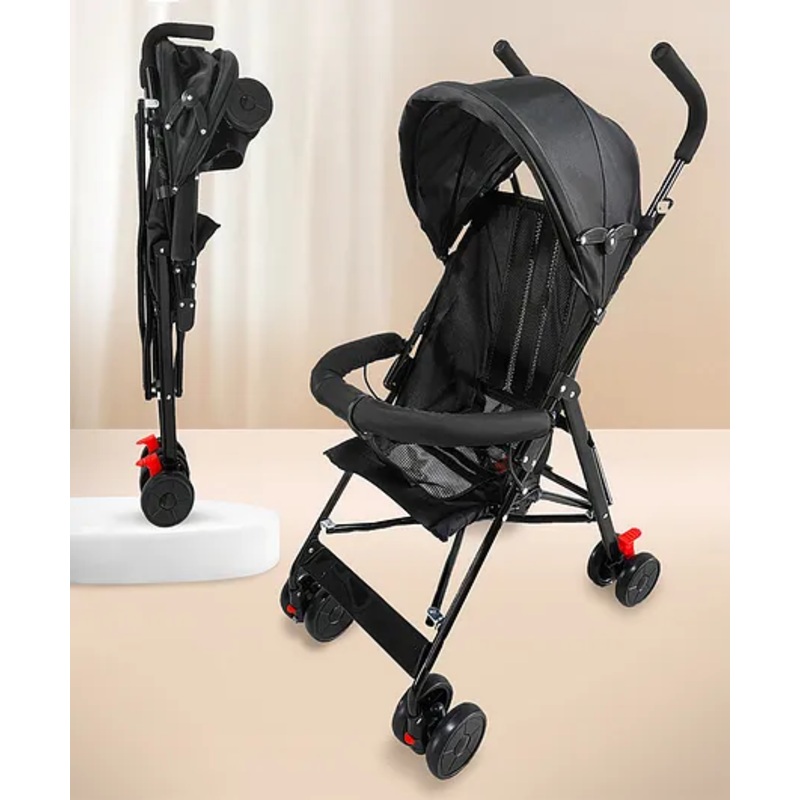 Lightweight Buggy Stroller With Adjustable Canopy – Black