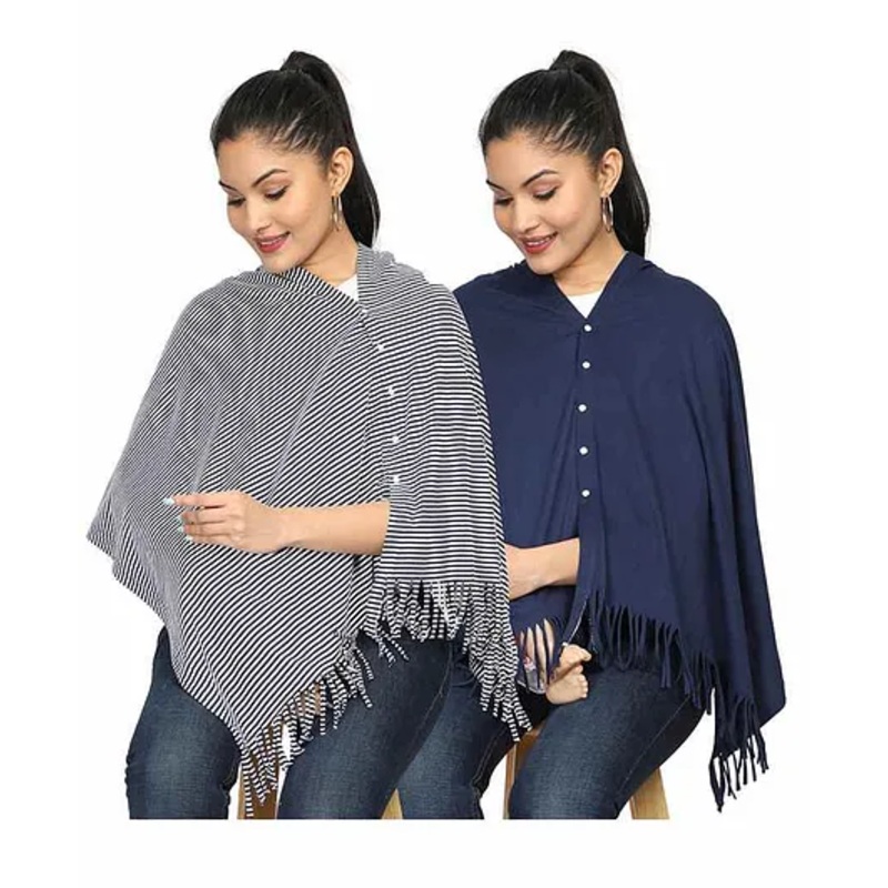 Nene Multi Purpose Mother’s Breast Feeding Shawl Pack Of 2 – Grey Blue