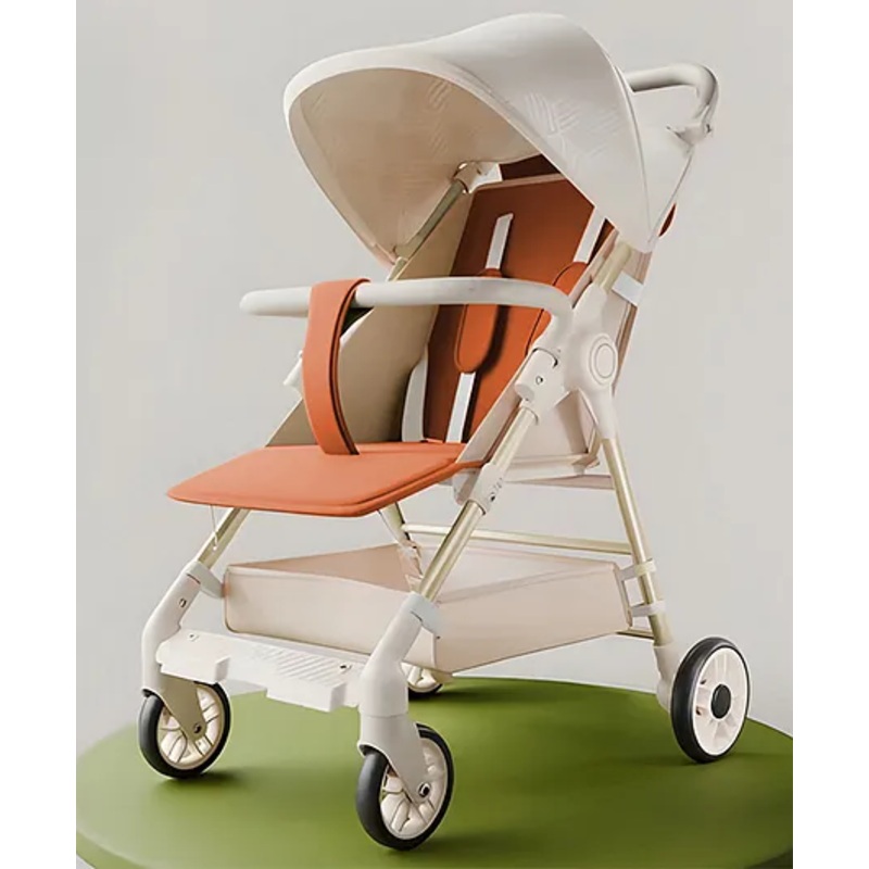 StarAndDaisy Baby Stroller for 0-3 years Newborn & Toddler Travel Pram for Baby with foldable 360 Swivel Lockable Front Wheels, Dark Orange