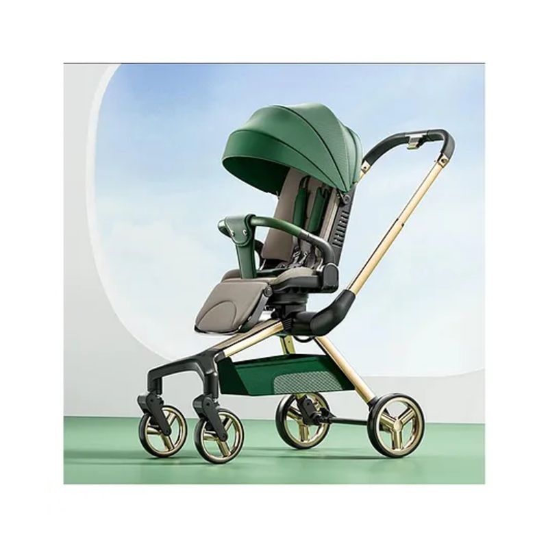 StarAndDaisy Meta Luxe Premium Baby Stroller 0 to 5 Years with 5-Point Safety Belt, Multi -Level Adjustment Canopy, Easy Adjustable Seat with One Touch Fold Pram for Baby – Green
