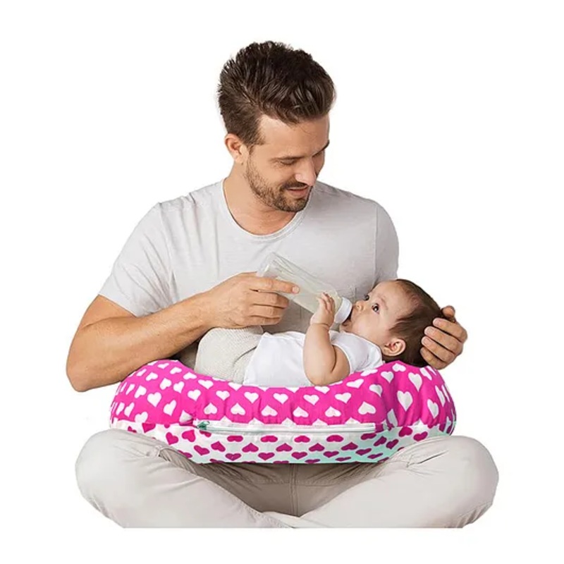 VParents Feeding Pillow Hearts Print – Pink