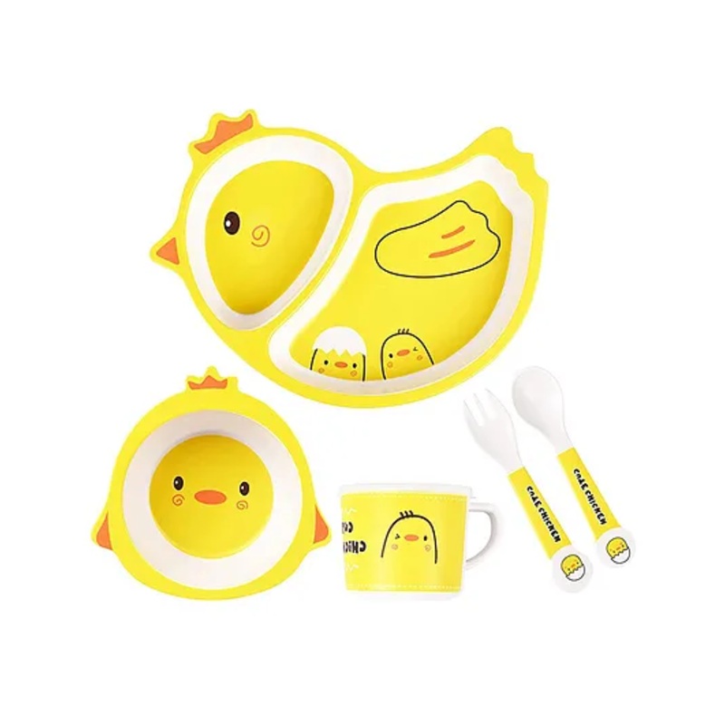 YAMAMA Hen Shape Bamboo Dinnerware Set of 5 – Multicolour