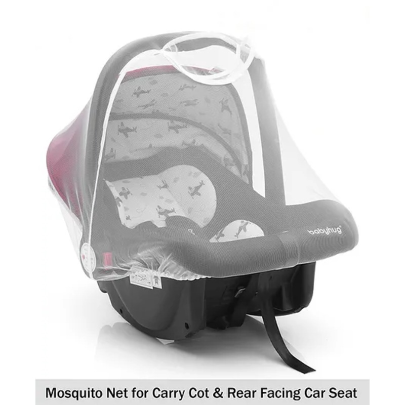 Babyhug Amber Ace Car Seat Cum Carry Cot With Mosquito Net with 1 Year Warranty – Red| Rocker & Feeding Chair| Adjustable Handle Position| Safety Harness| Removable Canopy & Mosquito Net| Soft Padded Cushion| Removable & Washable Seat Cover