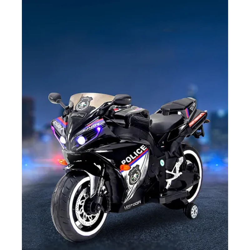 Babyhug Police Battery Operated Ride on Bike With Music & Light – Black