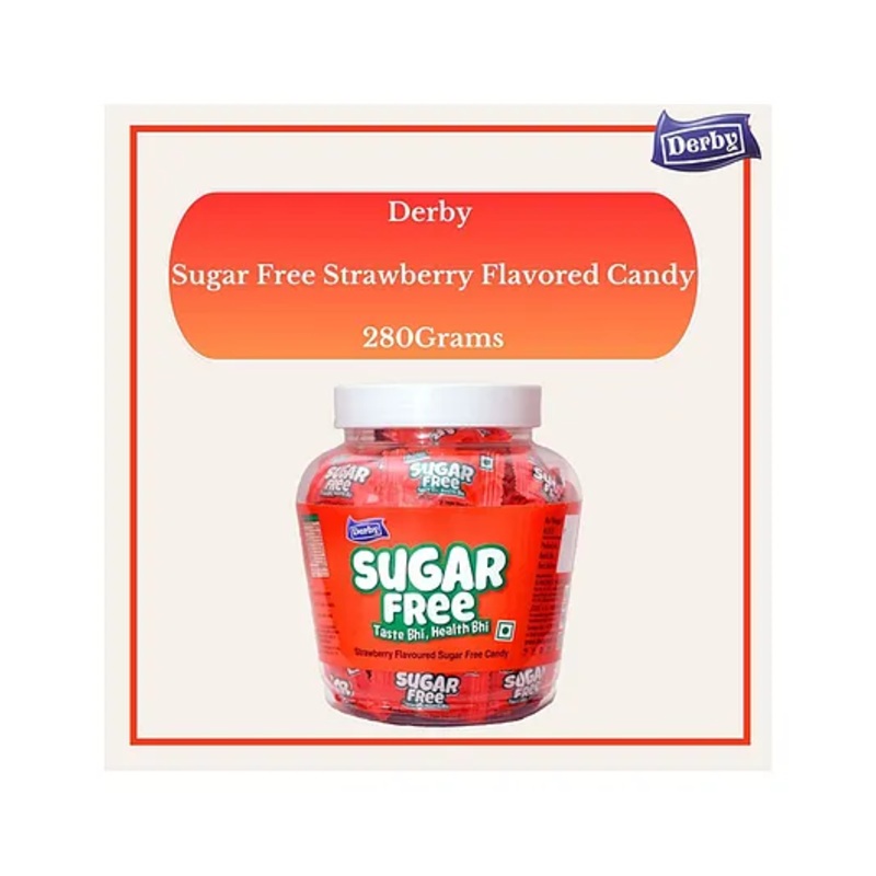 Derby Sugar Free Strawberry Flavoured Candy 330 Gram | Approx 115pcs | Pack Of 1