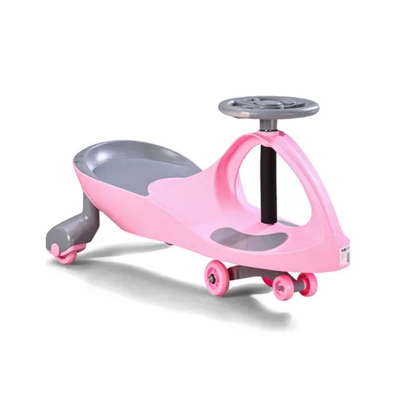 Kids Twister Swing Car with Light & Sound | Easy to Handle| Built for Rough Play| Encourages Physical Activity| Smooth Wheels| Colorful LED Lights – Pink